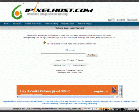 1PixelHost image hosting site