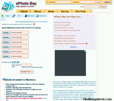 ePhotoBay image hosting site