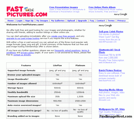FastPictures image hosting site