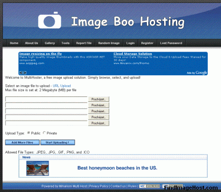 ImageBoo image hosting site