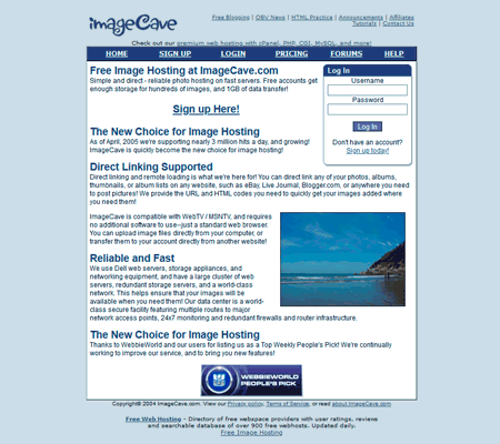 Imagecave image hosting site