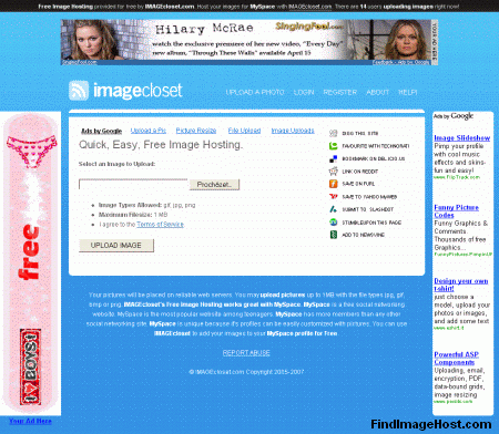 ImageCloset image hosting site