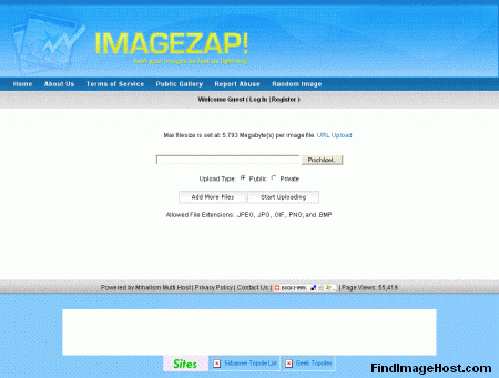 Imagezap image hosting site