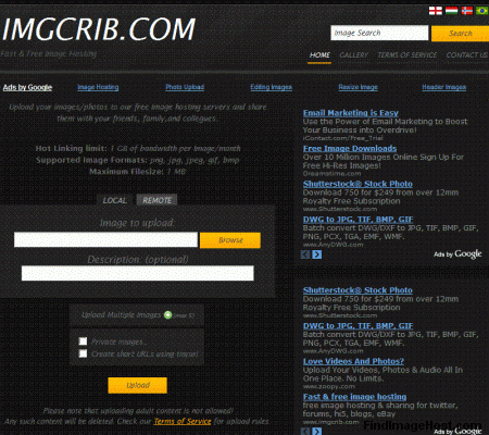 ImgCrib image hosting site