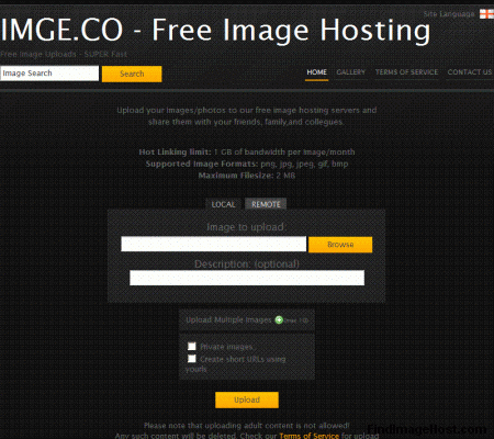 Imge.co image hosting site