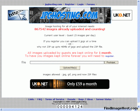 JPGhosting image hosting site