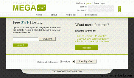 MegaSWF image hosting site