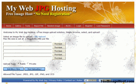 MyWebJpg image hosting site