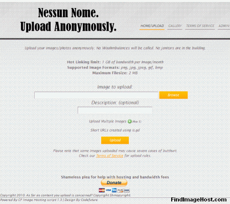 Nessun Nome image hosting site