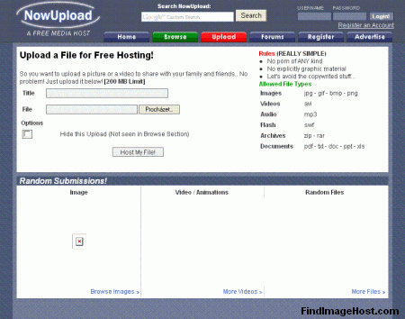 NowUpload image hosting site