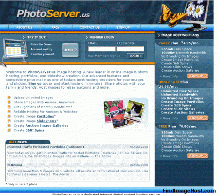 PhotoServer.us image hosting site