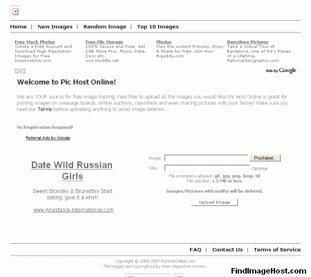 PicHostOnline image hosting site