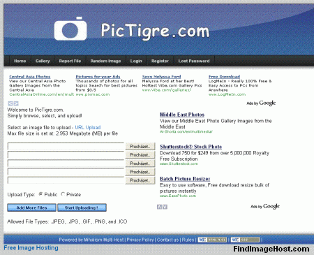 PicTigre image hosting site