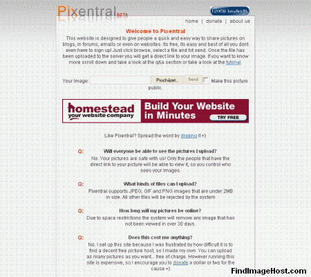 Pixentral image hosting site
