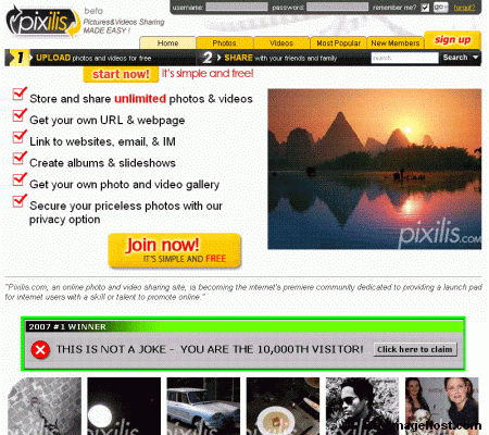 Pixilive image hosting site