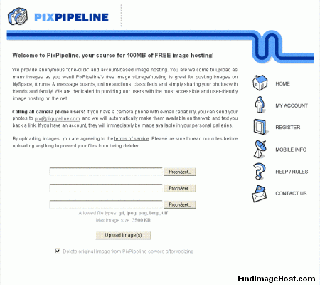 PixPipeline image hosting site