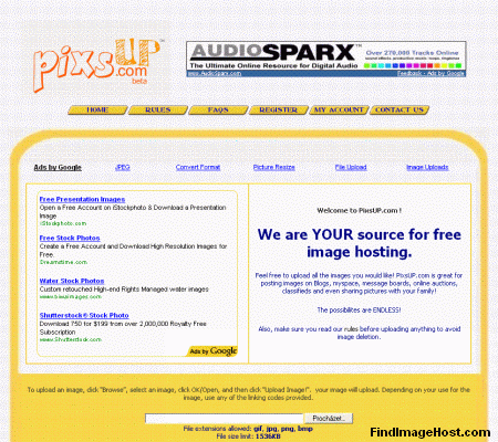 Pixsup image hosting site