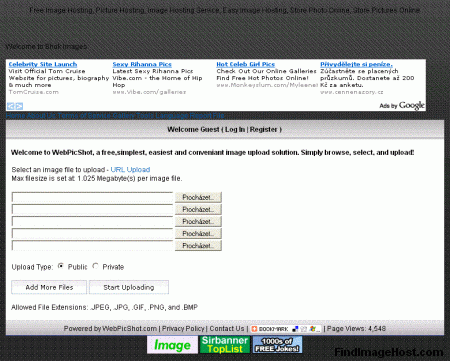 WebPicShot image hosting site
